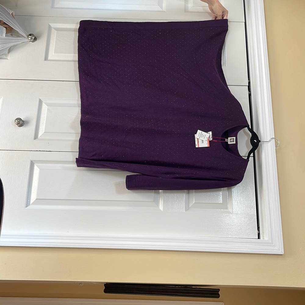 Purple sweater poncho one side with full arm on the other